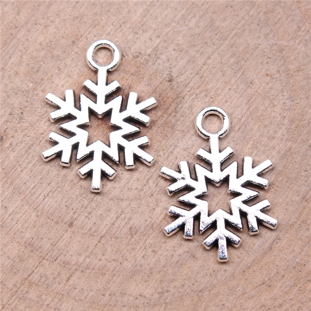 Vintage Fashion Stores - 40pcs 19x14mm(0.75x0.55inch) Antique Silver Color Snowflake