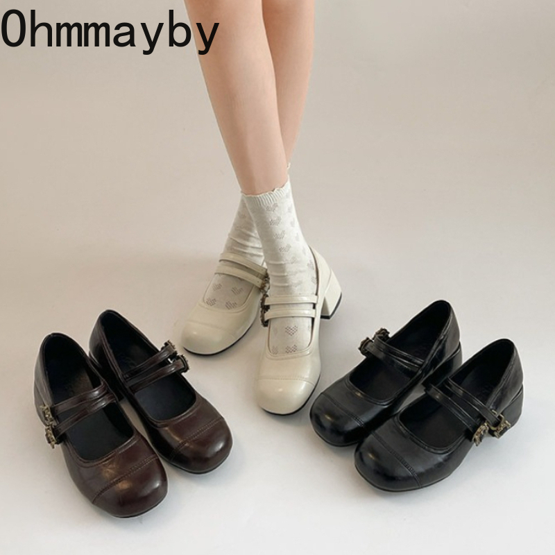 Vintage Thick Heel Women Mary  - Vintage Outdoor Fashion ulasan dan harga