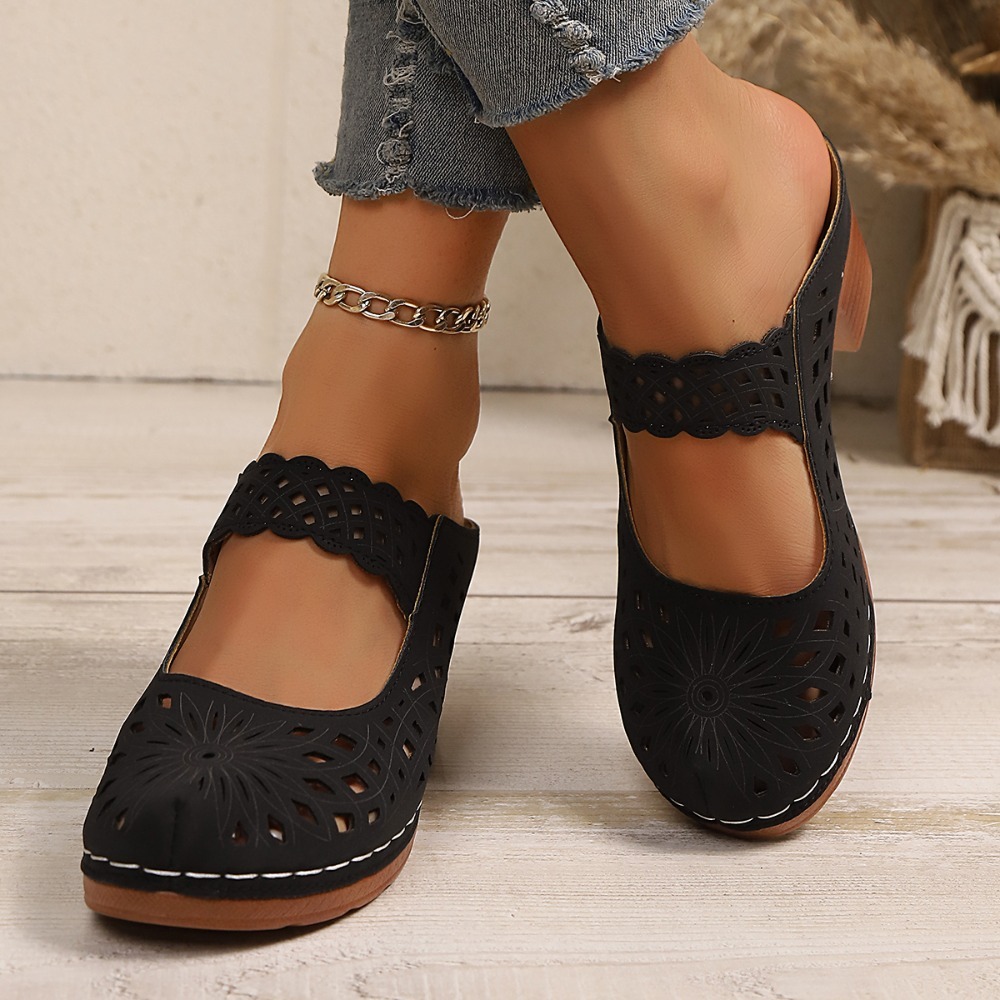 Women Hollow Cutout Mules Chun - Vintage Fashion Dresses ulasan dan harga