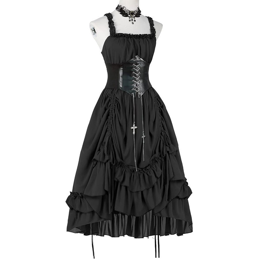 Women Gothic Dress Corset Slip - Vintage Fashion Dresses ulasan dan harga