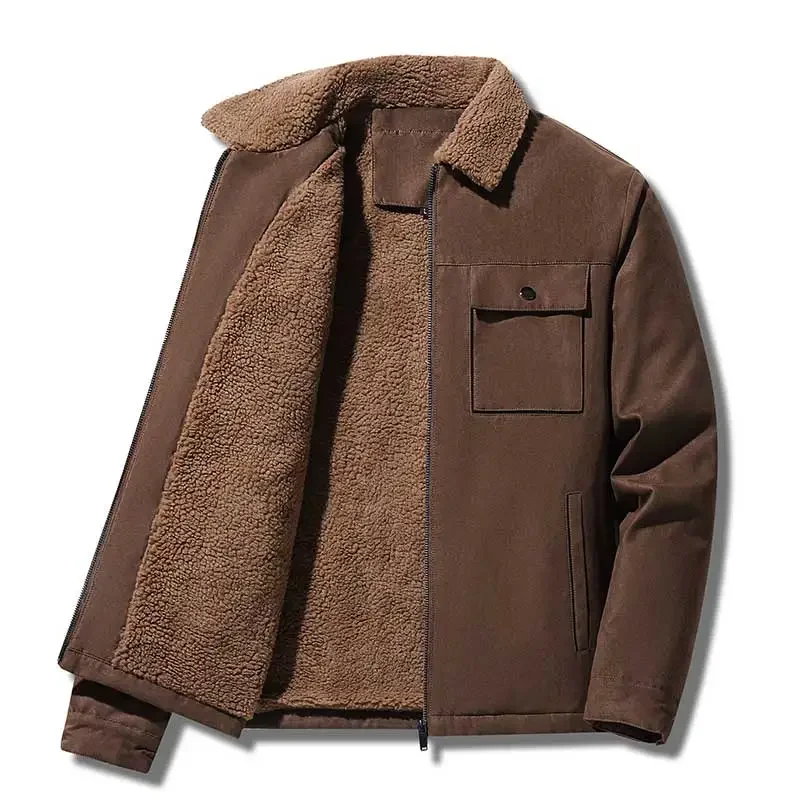 Winter Men Jackets Suede Warm  - Vintage Windbreaker Nylon ulasan dan harga
